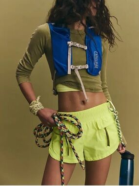Free People FP movement Above And Beyond Shorts - Highlighter Yellow Size Small